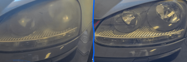 Polishing the headlights of the Volkswagen Golf 5 (2007) 1.9 TDI: improved safety and aesthetics